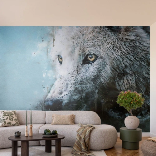 Papier Peint Photo Premium Canvas - Rencontrez l'âme du loup - Animaux, Loup, Prédateur - 400x280 cm