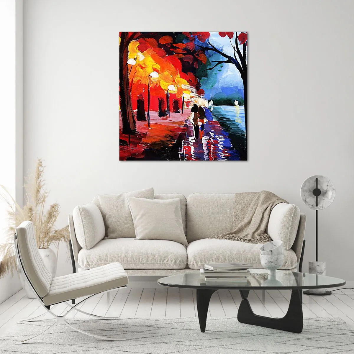 Impression sur verre - Image sur verre - Automne flamboyant dans le parc - 40x40 cm