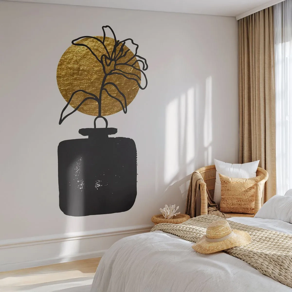 Papier Peint Photo Premium Canvas - La beauté vaut son pesant d'or - Vase, Fleurs, Minimalisme - 250x175 cm