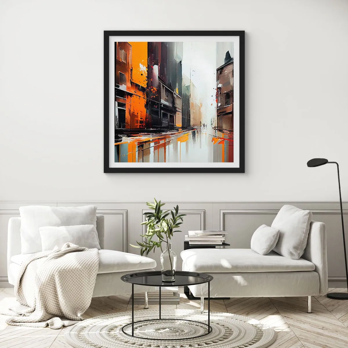 Affiche dans un cadre noir - Poster - Jour de pluie - 50x50 cm