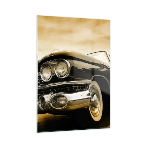 Impression sur verre - Image sur verre - L'avant d'une voiture classique dans un style rétro élégant - 50x70cm - Les classiques ne passent jamais - Décoration murale moderne pour le salon et la chambre ARTTOR