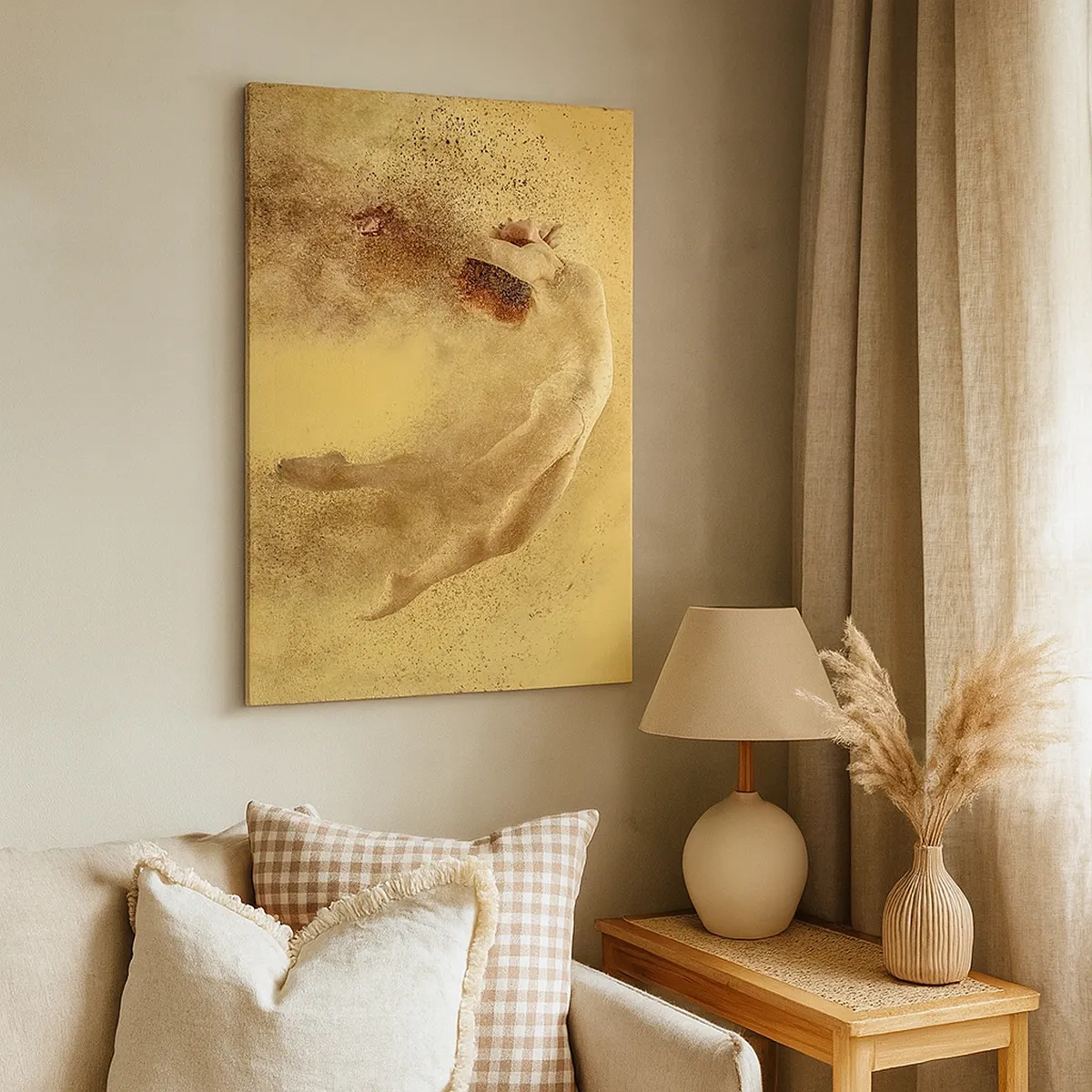 Impression sur toile - Image sur toile - Une figure en mouvement dynamique avec un effet de désintégration - 50x70cm - Dans le ravissement de la danse - Décoration murale moderne pour le salon et la chambre ARTTOR