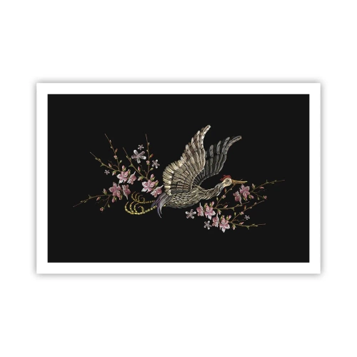 Affiche - Poster - Oiseau brodé exotique - 91x61 cm