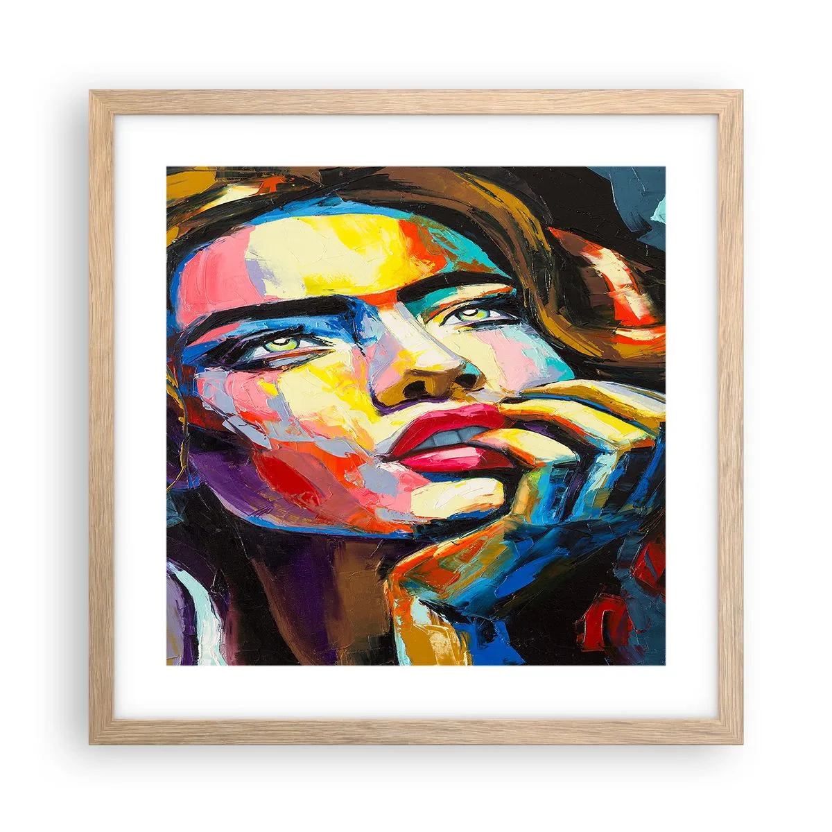 Affiche dans un chêne clair - Poster - Les rêves volent dans le ciel comme des oiseaux - 40x40 cm