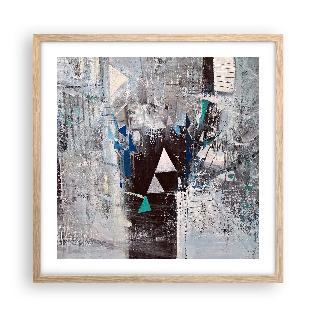 Affiche dans un chêne clair - Poster - Ordre prioritaire des triangles - 50x50 cm