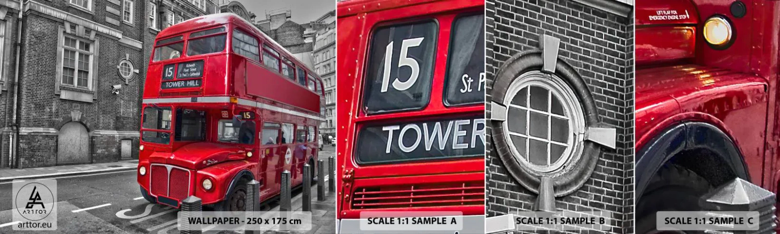 Échantillon de Papier Peint Autocollant Deluxe Sticker - Toujours la même chose - Ville, Londres, Architecture - 100x30 cm