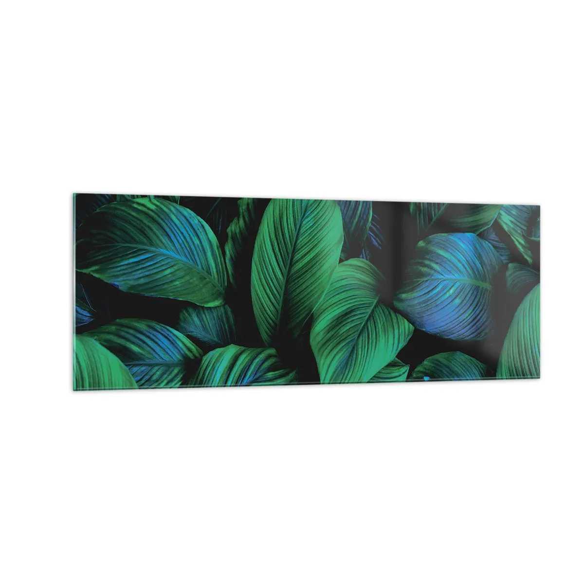 Impression sur verre - Image sur verre - Feuilles vertes dans un style minimaliste - 140x50cm - Dans la foule verte - Décoration murale moderne pour le salon et la chambre ARTTOR
