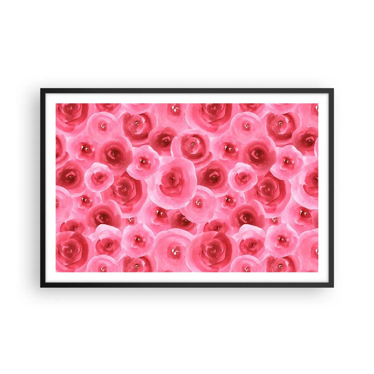 Affiche dans un cadre noir - Poster - Roses en-haut et en-bas - 91x61 cm