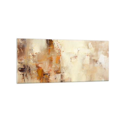 Impression sur verre - Image sur verre - Une composition abstraite dans des tons chauds de jaune et de marron. - 120x50cm - Âme de l'ambre - Décoration murale moderne pour le salon et la chambre ARTTOR