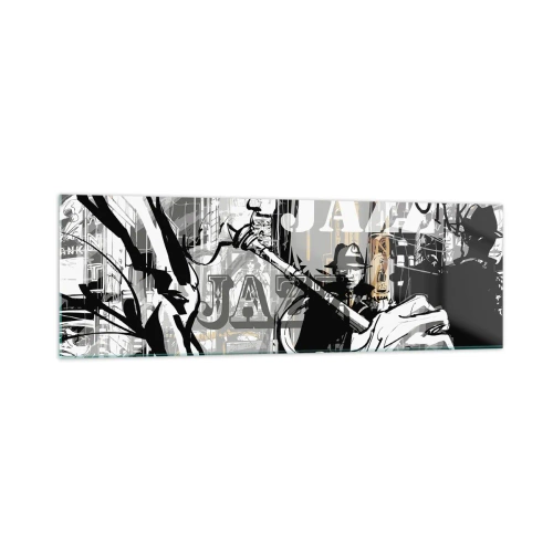 Impression sur verre - Image sur verre - Scène jazz new-yorkaise - 160x50cm - Au rythme de New York - Décoration murale moderne pour le salon et la chambre ARTTOR