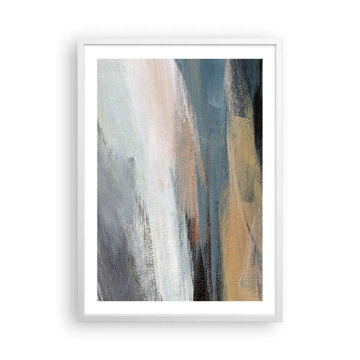 Affiche dans un cadre blanc - Poster - Abstraction : paysage nordique - 50x70 cm