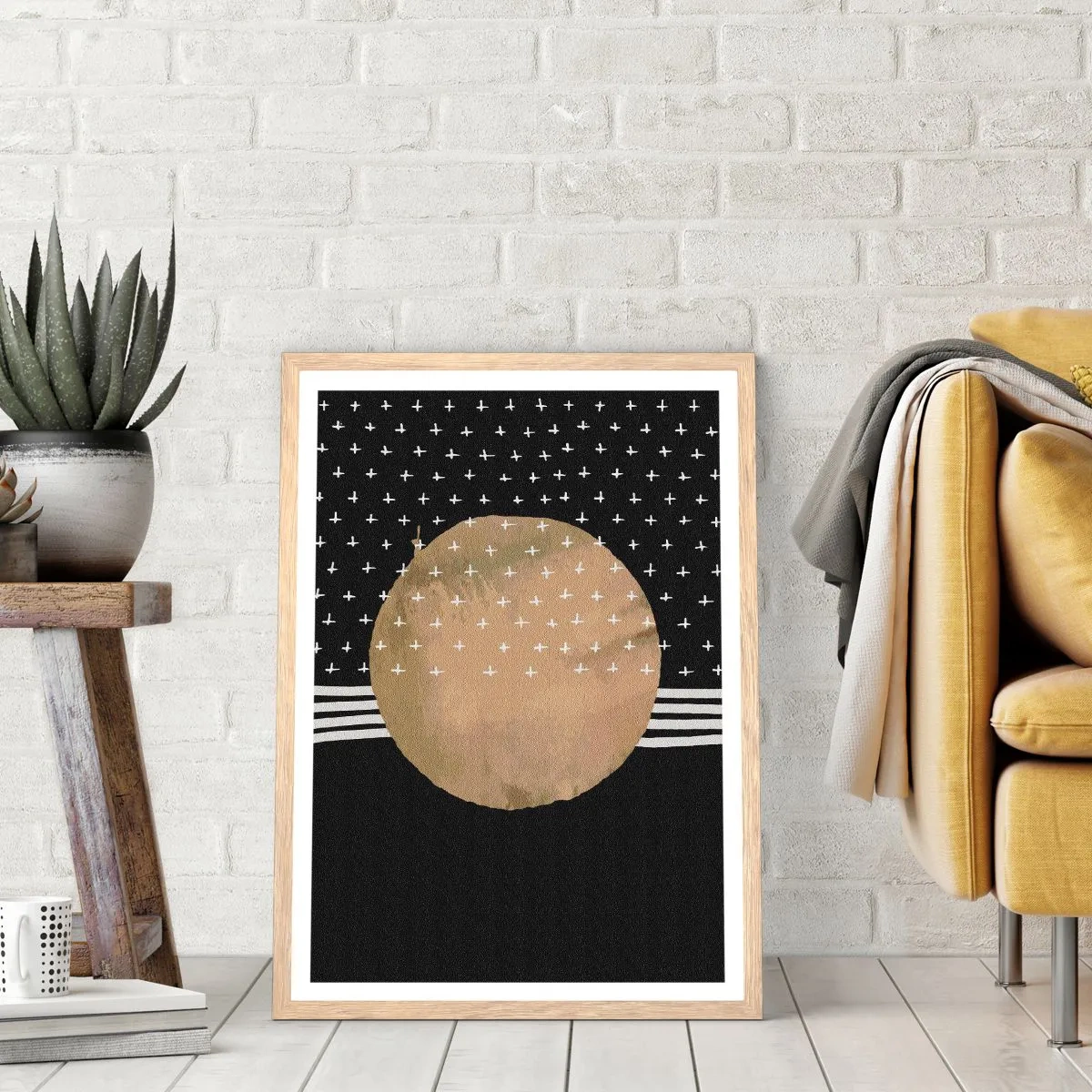 Affiche dans un chêne clair - Poster - Composition : drapeau galaxie - 40x50 cm