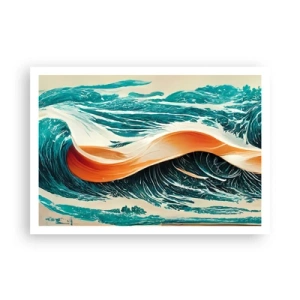 Affiche - Poster - Vagues de mer dynamiques avec ruban abstrait - 100x70cm - Le rêve d'un surfeur - Décoration murale moderne pour le salon et la chambre ARTTOR