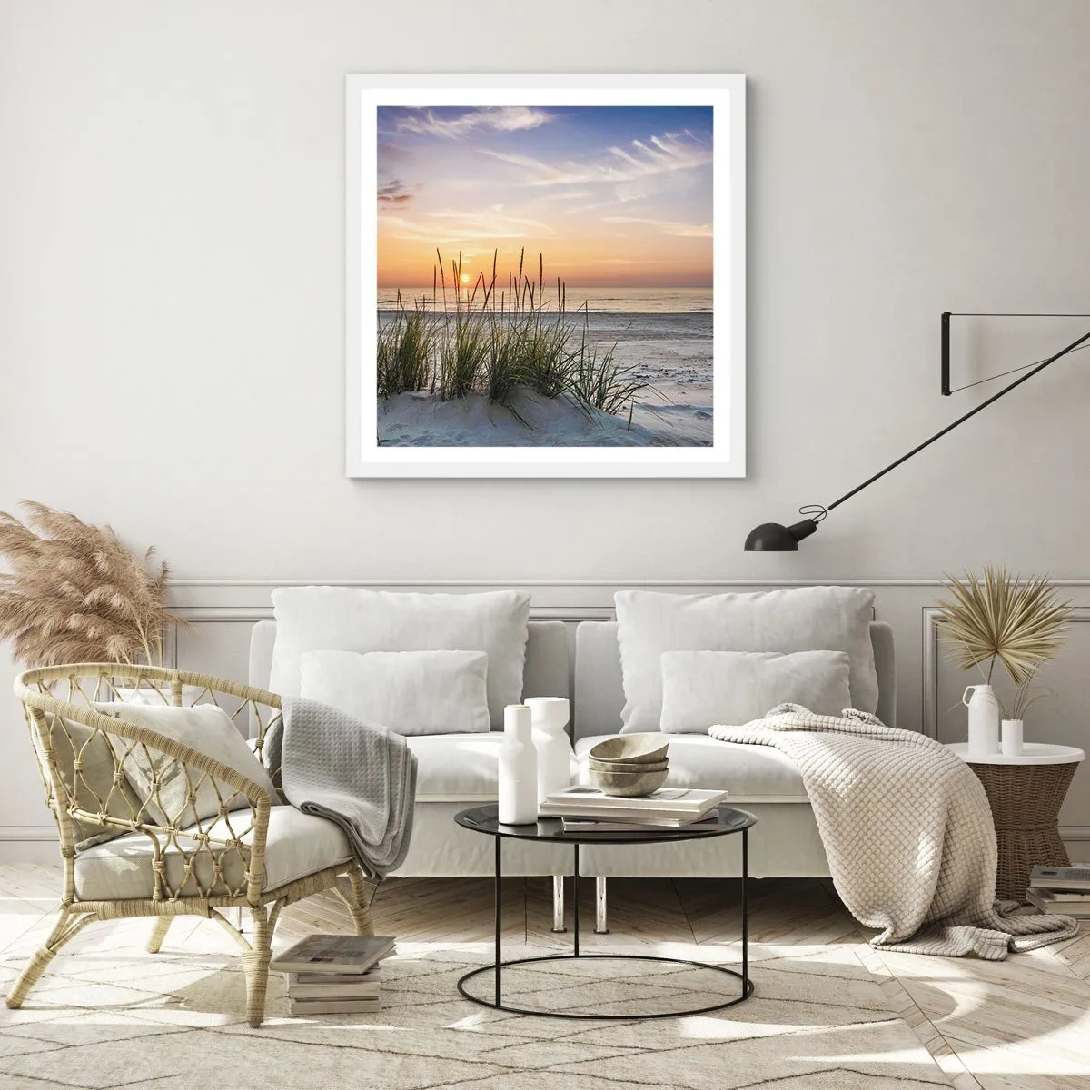 Affiche dans un cadre blanc - Poster - Regarde, pense, ressent - 30x30 cm