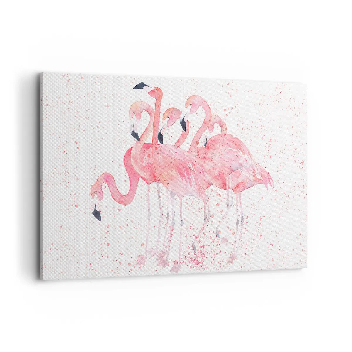 Impression sur toile - Image sur toile - Flamants roses dans un style aquarelle artistique - 100x70cm - Ensemble rose - Décoration murale moderne pour le salon et la chambre ARTTOR