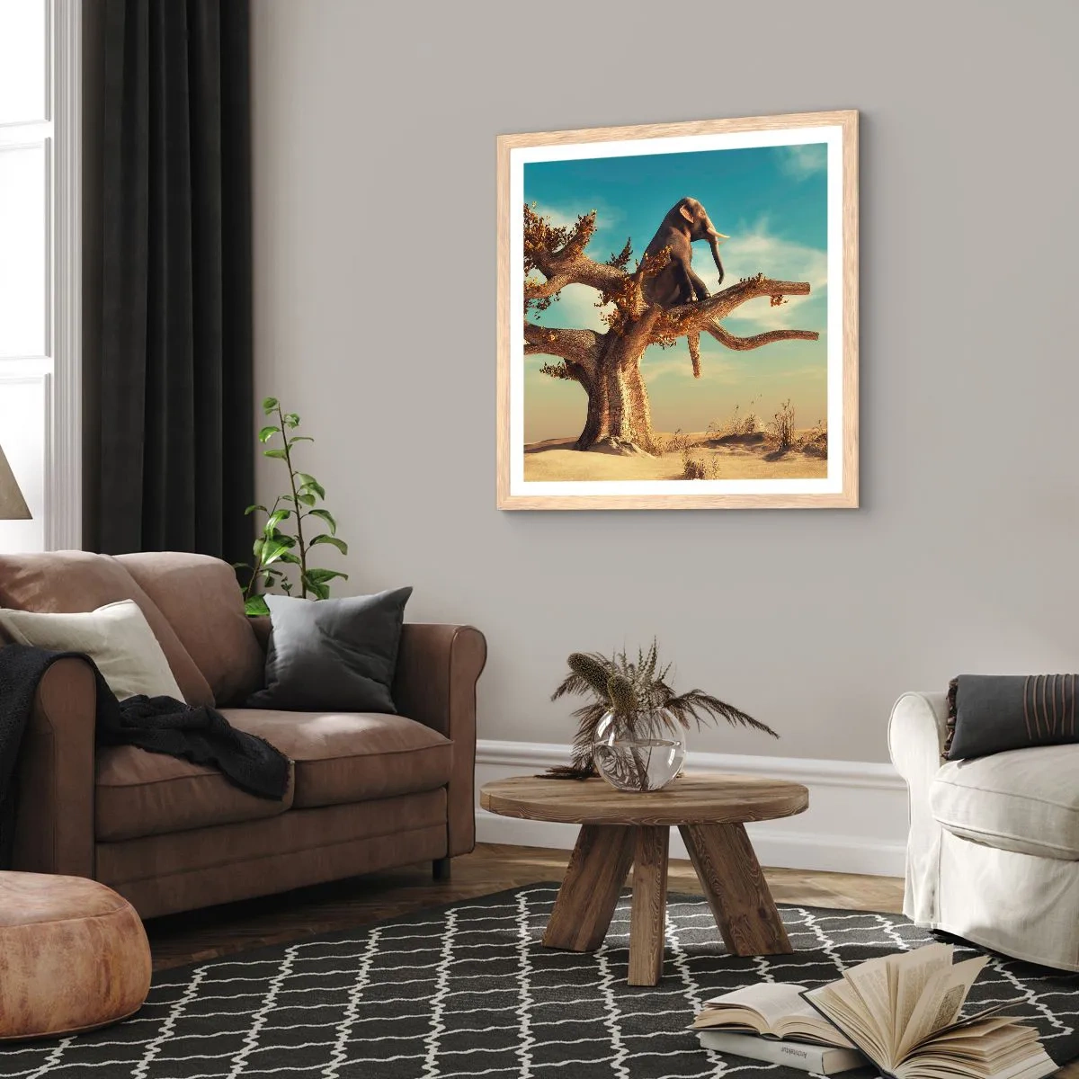 Affiche dans un chêne clair - Poster - Nouveau point de vue - 60x60 cm