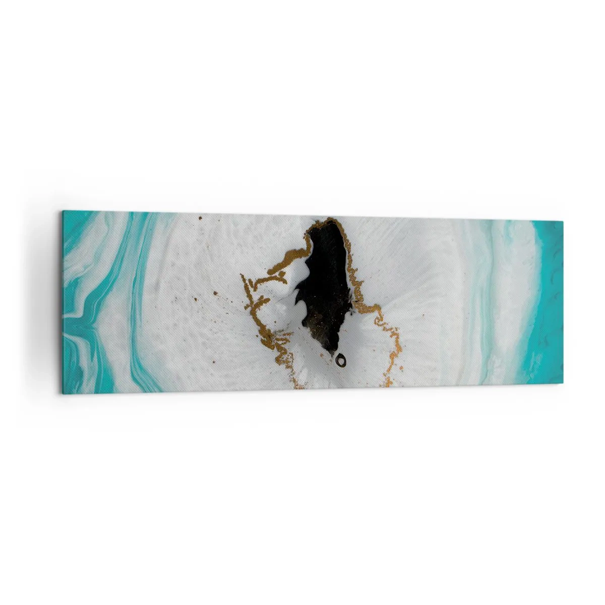 Impression sur toile - Image sur toile - Motif de géode abstrait dans des tons de turquoise, blanc et or - 160x50cm - Pénétrer à l'intérieur - Décoration murale moderne pour le salon et la chambre ARTTOR