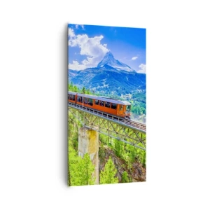 Impression sur toile - Image sur toile - Train dans les Alpes - 65x120 cm