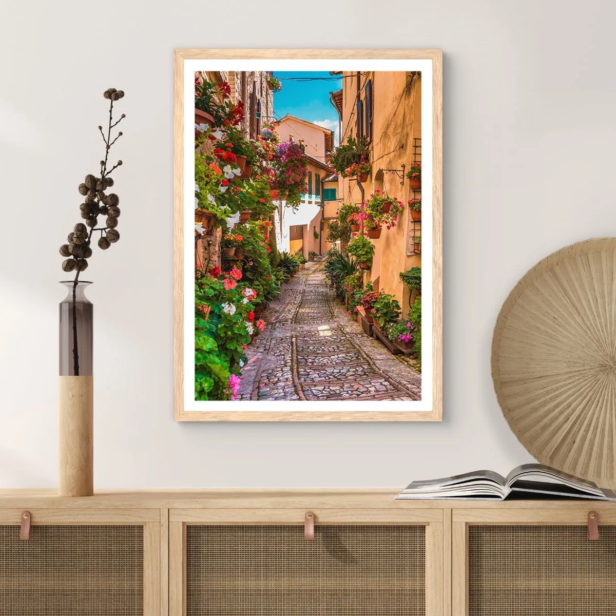 Affiche dans un chêne clair - Poster - Ruelle italienne - 70x100 cm