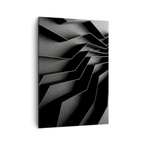 Impression sur toile - Image sur toile - Abstraction en noir et blanc avec des structures géométriques - 50x70cm - Ordre spatial - Décoration murale moderne pour le salon et la chambre ARTTOR