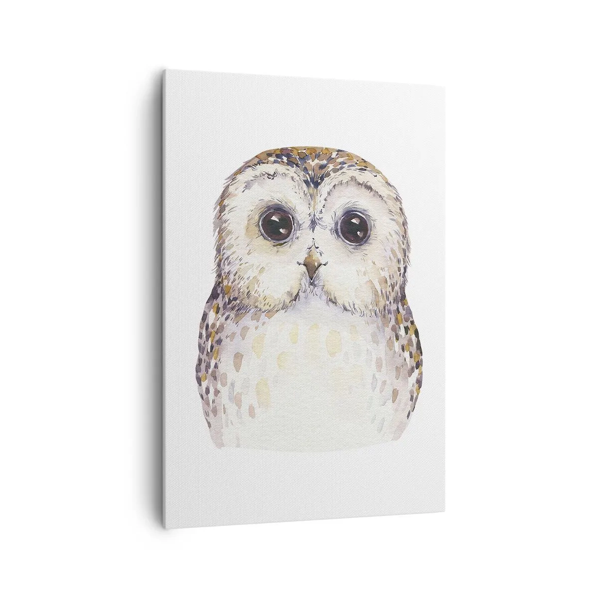 Impression sur toile - Image sur toile - Portrait d'un hibou sur fond clair aux couleurs délicates - 70x100cm - Regarde-moi dans les yeux - Décoration murale moderne pour le salon et la chambre ARTTOR