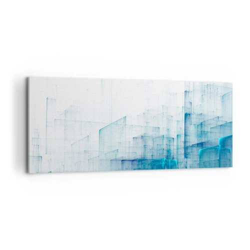 Impression sur toile - Image sur toile - Formes géométriques abstraites dans des tons de bleu - 120x50cm - Comment l’espace s’est formé - Décoration murale moderne pour le salon et la chambre ARTTOR