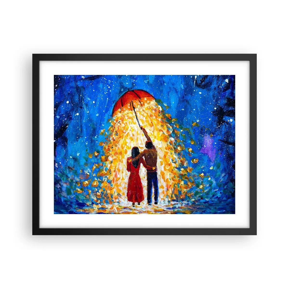 Affiche dans un cadre noir - Poster - La magie d'une soirée pluvieuse ? - 50x40 cm