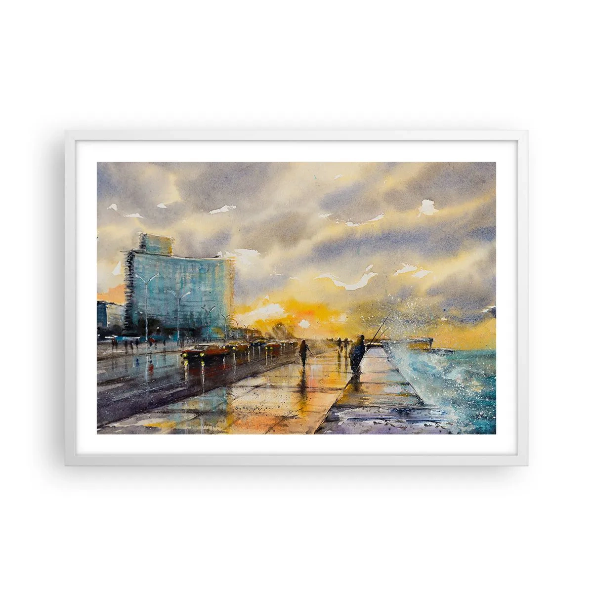 Affiche dans un cadre blanc - Poster - La vie sur le rivage - 70x50 cm