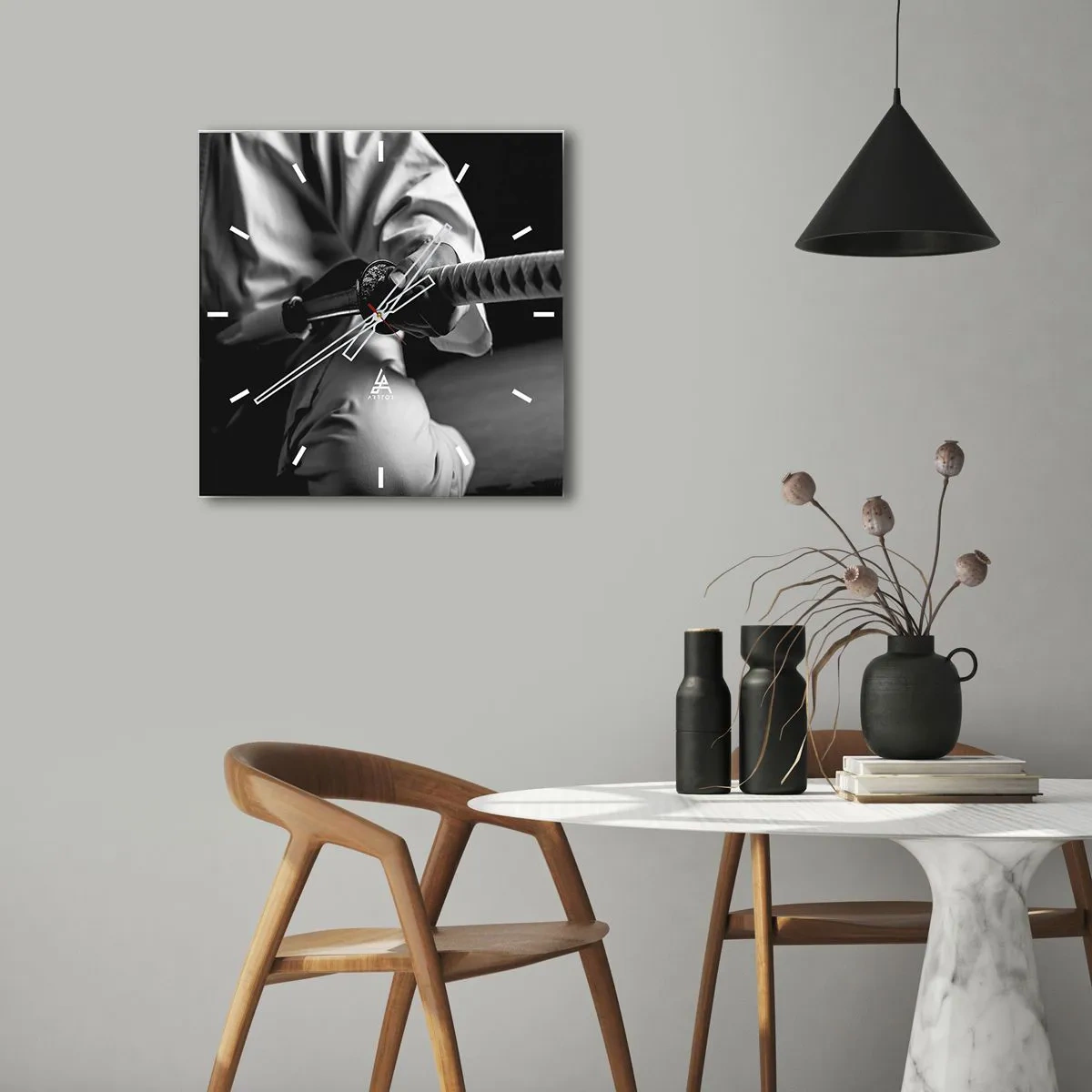 Horloge murale - Pendule murale - Âme de guerrier - 30x30 cm