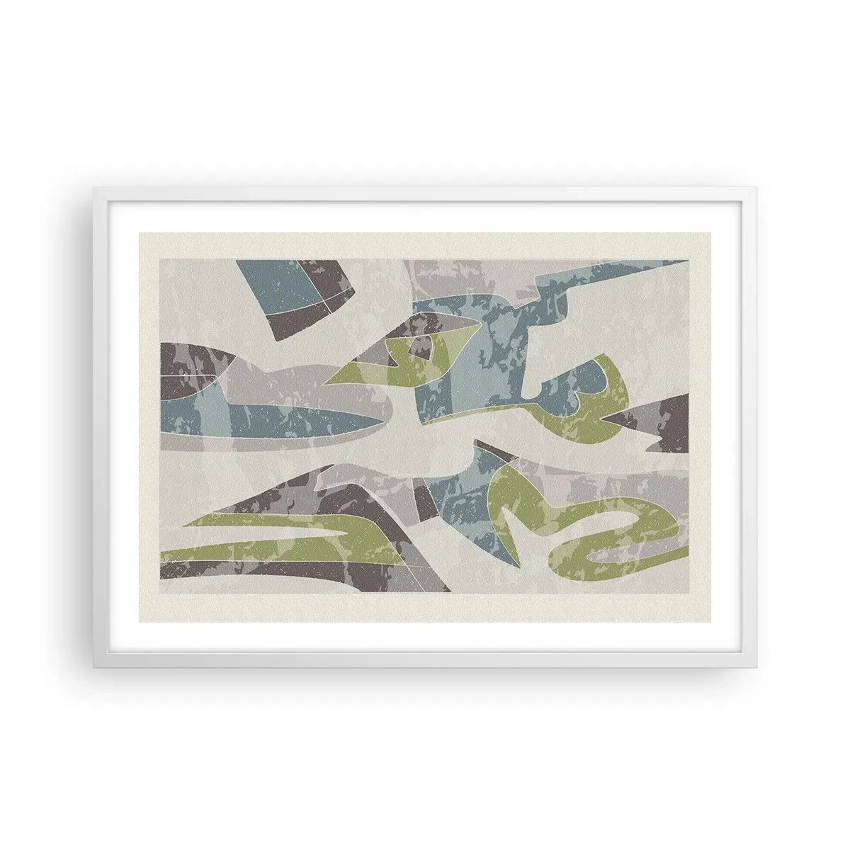 Affiche dans un cadre blanc - Poster - Composition derrière la vitre - 70x50 cm