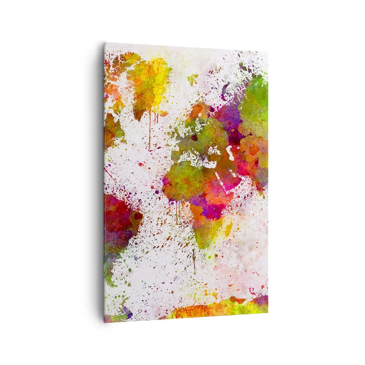 Impression sur toile - Image sur toile - Une carte du monde colorée dans un style abstrait - 80x120cm - D'une certaine manière ça s'est passé de la même façon - Décoration murale moderne pour le salon et la chambre ARTTOR