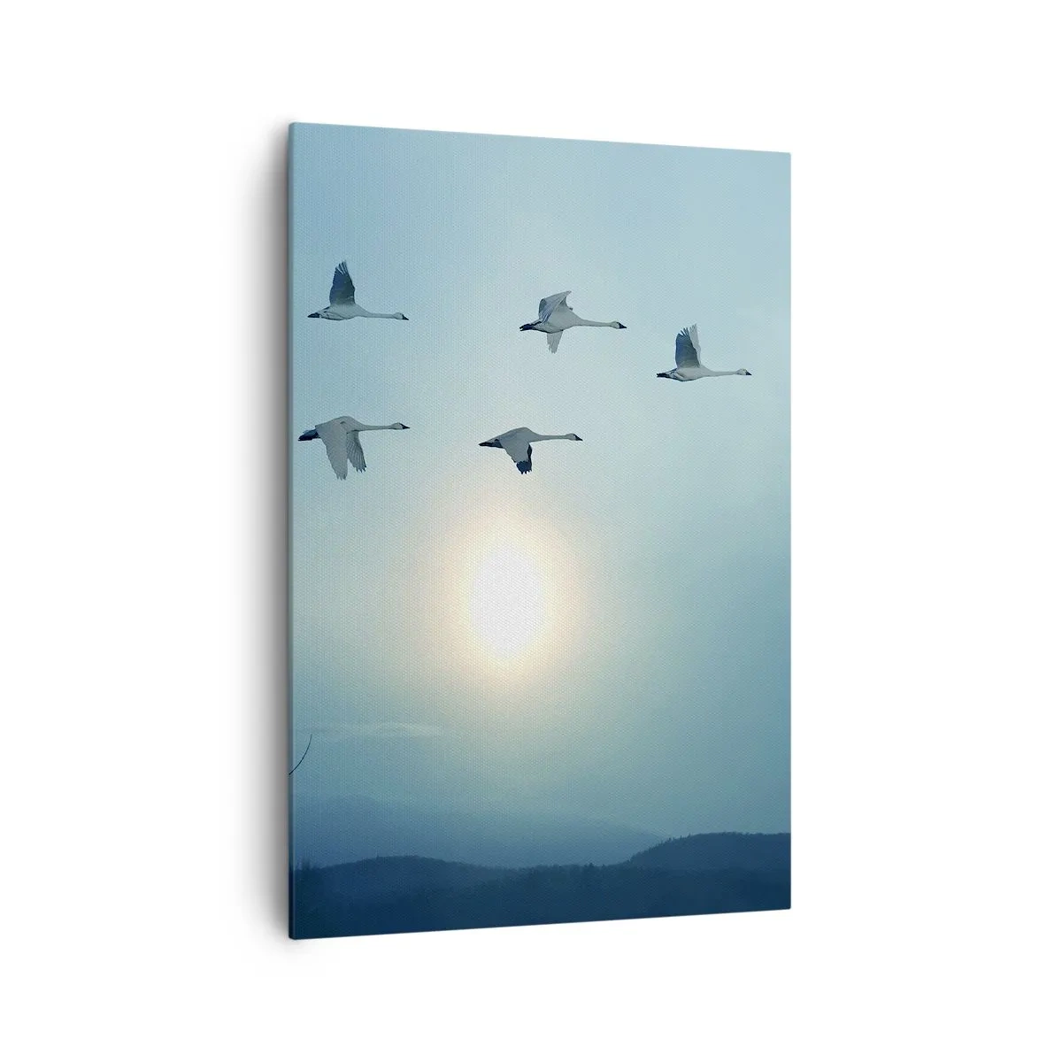 Impression sur toile - Image sur toile - Cygnes volants le matin - 70x100cm - Dis au revoir à l'été pour un an - Décoration murale moderne pour le salon et la chambre ARTTOR