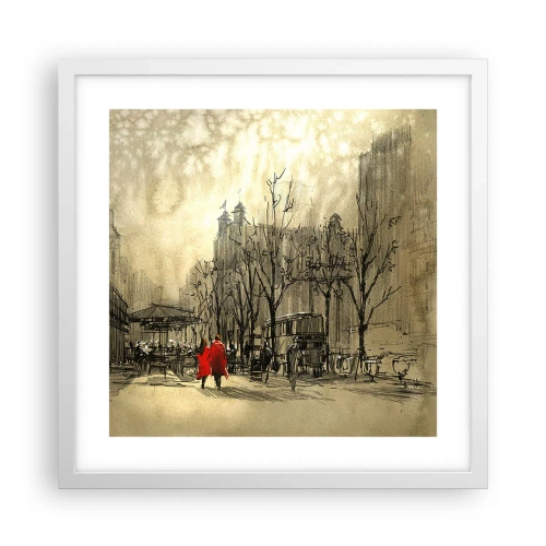 Affiche dans un cadre blanc - Poster - Rendez-vous dans le brouillard de Londres - 40x40 cm
