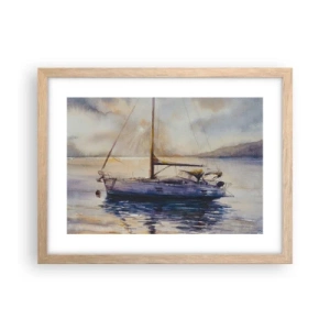 Affiche dans un chêne clair - Poster - Soirée sur la baie - 40x30 cm