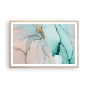 Affiche dans un chêne clair - Poster - Danse des formes et des couleurs - 91x61 cm