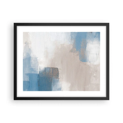 Affiche dans un cadre noir - Poster - Abstraction rose derrière un rideau de bleu - 50x40 cm