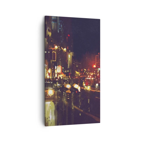 Impression sur toile - Image sur toile - Immergé dans les lumières de la nuit - 45x80 cm