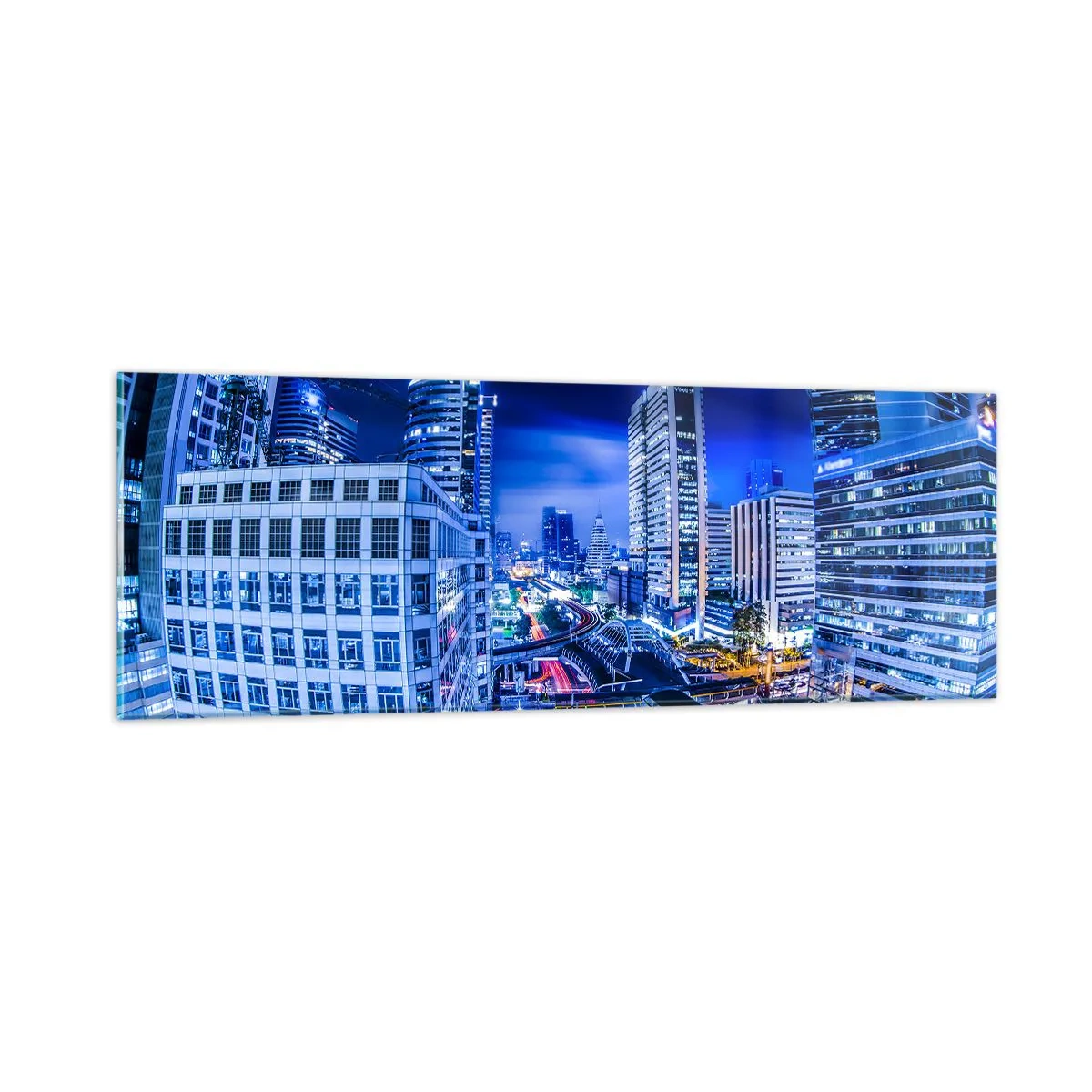 Impression sur verre - Image sur verre - Rythmes de la ville nocturne - 90x30 cm
