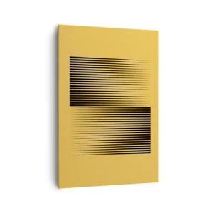 Impression sur toile - Image sur toile - Lignes noires verticales sur fond jaune - 70x100cm - Cadre opposé - Décoration murale moderne pour le salon et la chambre ARTTOR