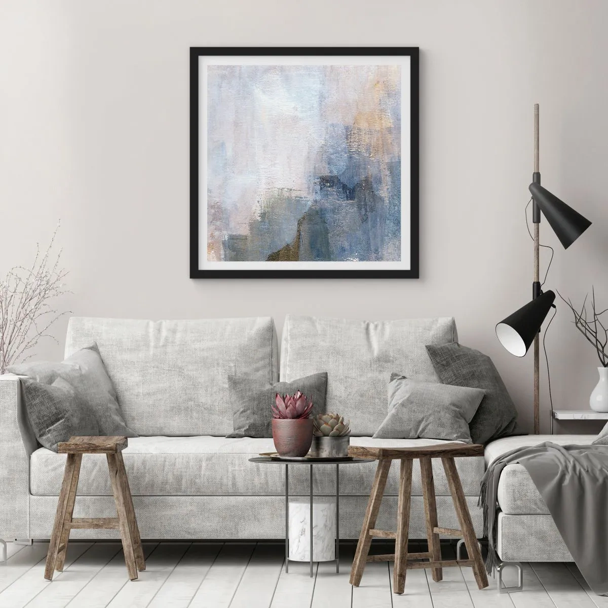 Affiche dans un cadre noir - Poster - Tonalités et accords de couleur - 40x40 cm