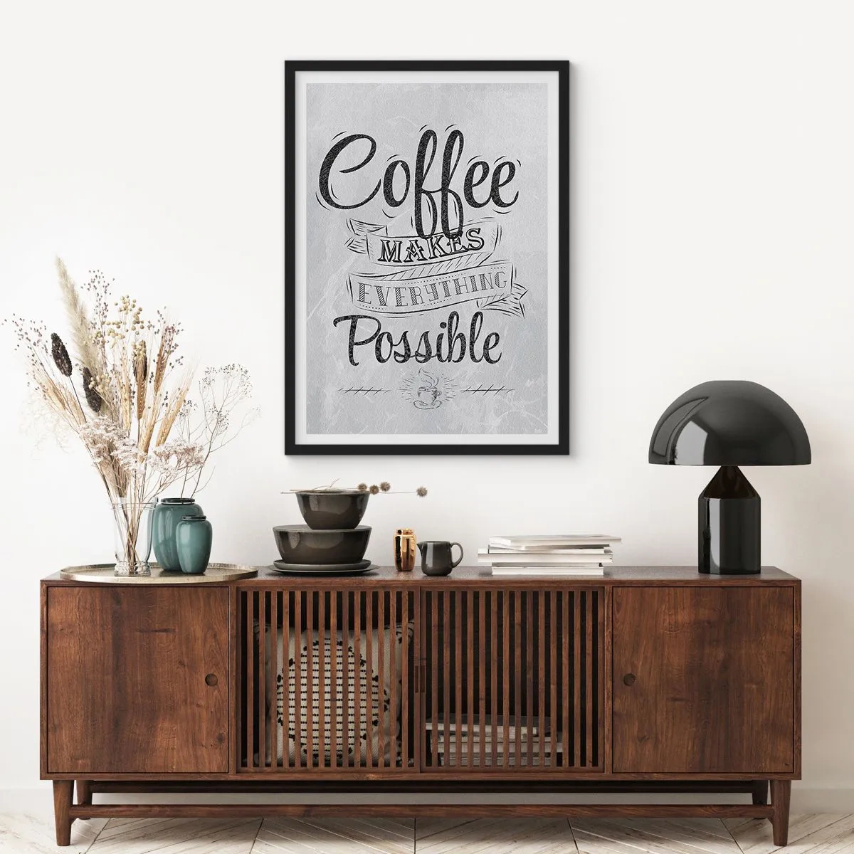 Affiche dans un cadre noir - Poster - Affiche de motivation sur le café - 50x70cm - Comment ne pas aimer le café maintenant - Décoration murale moderne pour le salon et la chambre ARTTOR