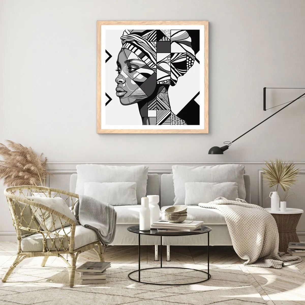 Affiche dans un chêne clair - Poster - Portrait ethnique - 50x50 cm