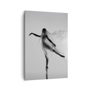 Impression sur toile - Image sur toile - Une danseuse dans une pose éthérée avec un tissu fluide - 70x100cm - Légèreté et grâce - Décoration murale moderne pour le salon et la chambre ARTTOR