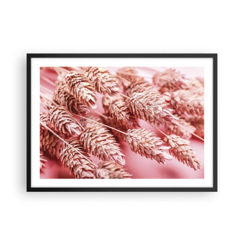 Affiche dans un cadre noir - Poster - Gros plan des oreilles teintées de rose - 70x50cm - Une cascade florale en rose - Décoration murale moderne pour le salon et la chambre ARTTOR