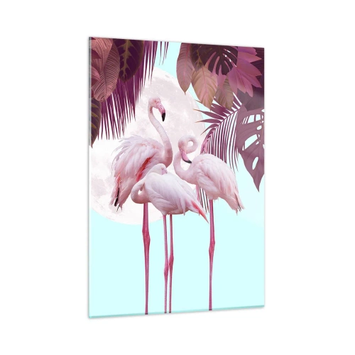 Impression sur verre - Image sur verre - Trois grâces d'oiseaux - 50x70cm - Trois oiseaux gracieux - Décoration murale moderne pour le salon et la chambre ARTTOR