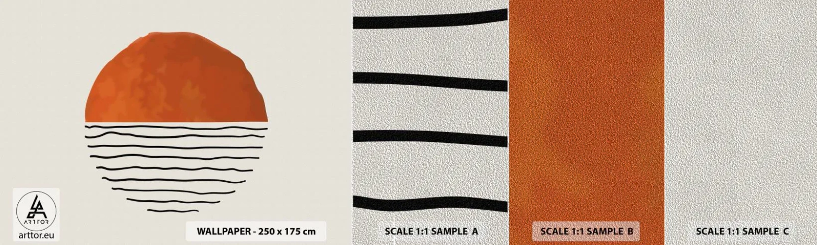 Échantillon de Papier Peint Premium Sand - Dans un climat japonnais - Abstraction, Morceau, Minimalisme - 100x30 cm