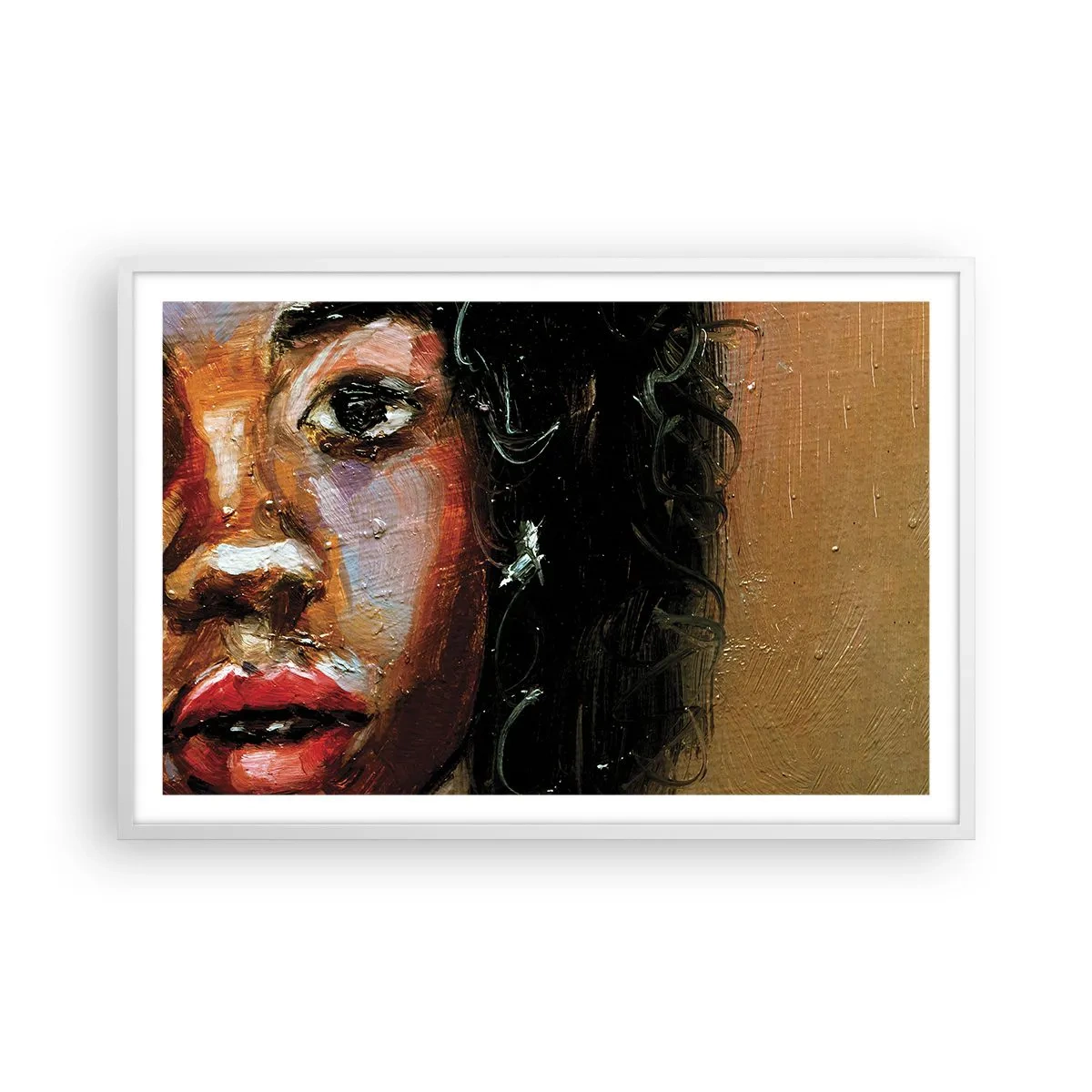 Affiche dans un cadre blanc - Poster - Noir et brillant - 91x61 cm