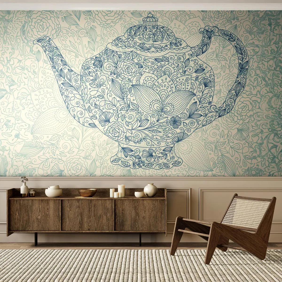 Papier Peint Photo Premium Canvas - Le charme du thé - Lanceur, Thé, Cuisine - 250x175 cm