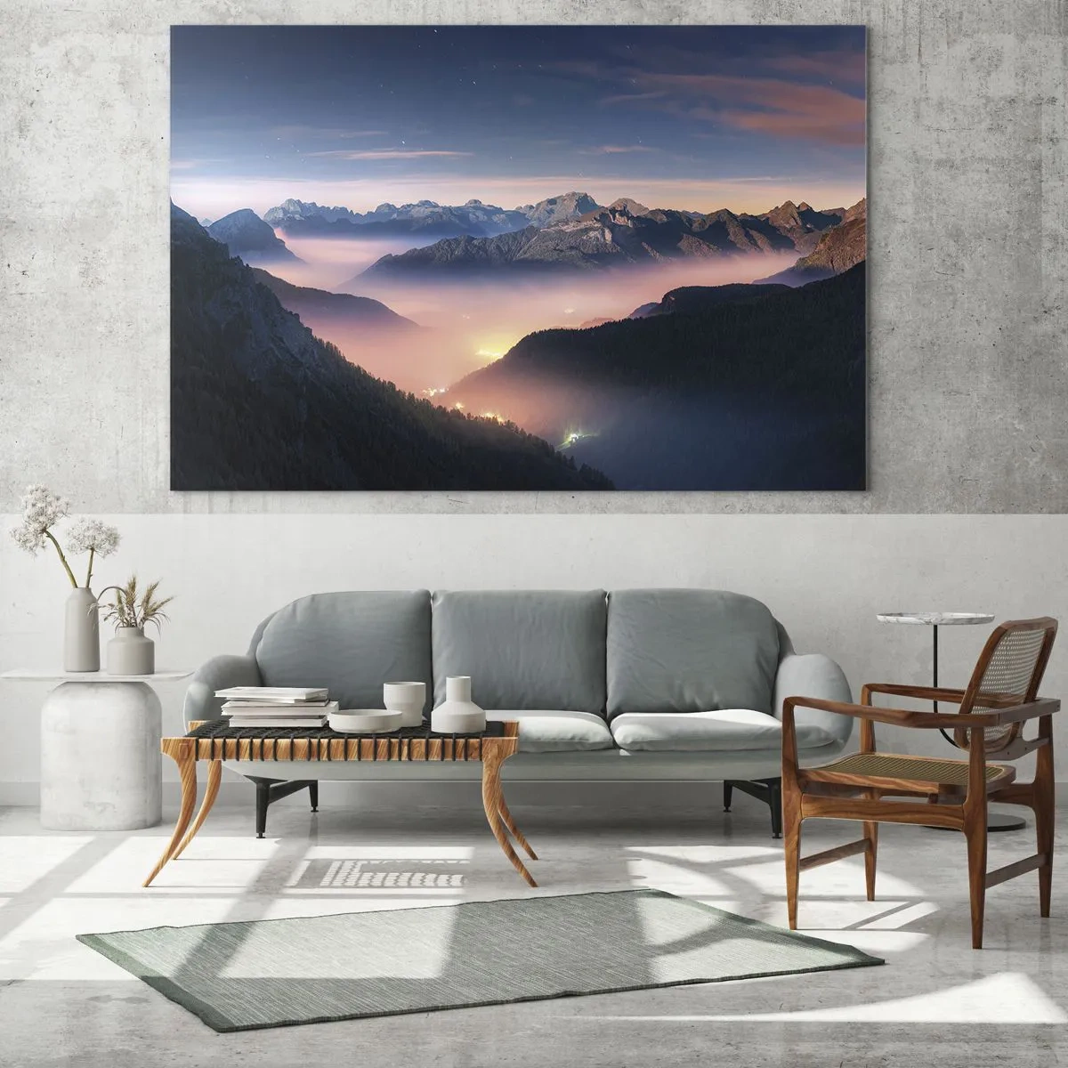 Impression sur verre - Image sur verre - Lumière dans les vallées - 90x30 cm