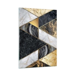 Impression sur verre - Image sur verre - Motif géométrique de marbre et de triangles dorés - 50x70cm - Pierre après pierre - Décoration murale moderne pour le salon et la chambre ARTTOR